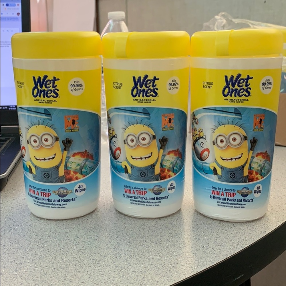 3 Cans of Wet Ones antibacterial Wipes